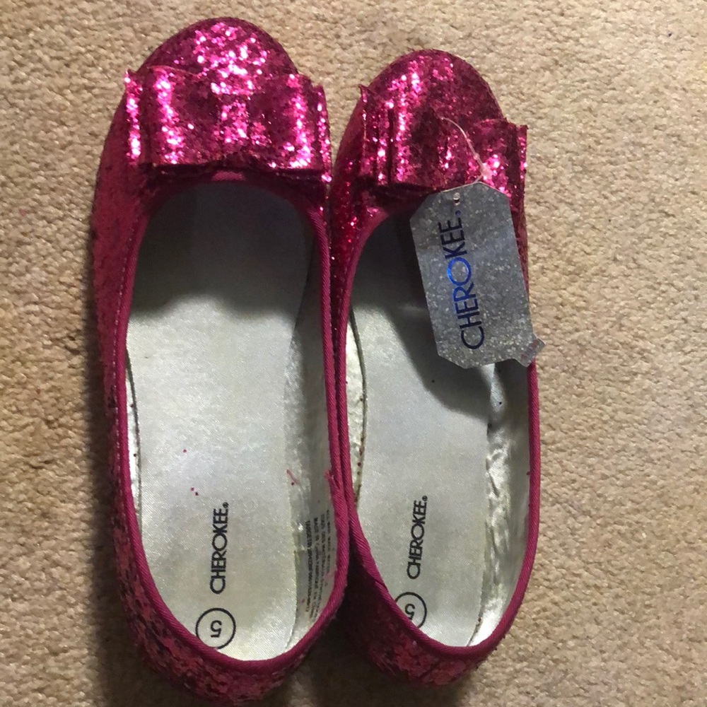 Sparkly pink bow flats
